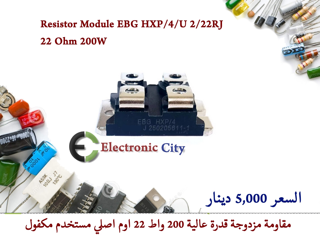 Resistor Module EBG HXP-4-U 2-22RJ    22 Ohm 200W